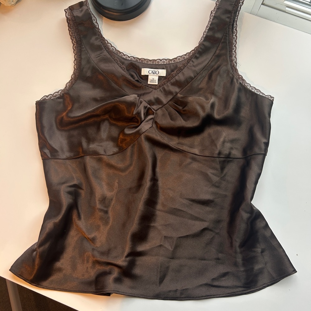 Cato Dark Brown Satin Camisole Top